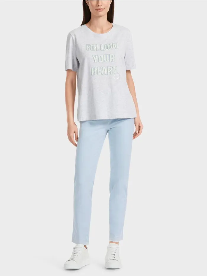 Shirts and Tops Damen Marc Cain TShirt Mit Motiv Aus Pailletten Silver Grey
