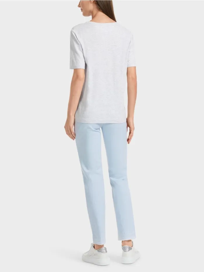 Shirts and Tops Damen Marc Cain TShirt Mit Motiv Aus Pailletten Silver Grey