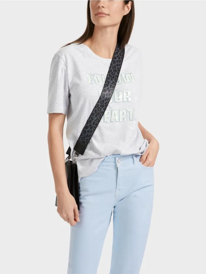 Shirts and Tops Damen Marc Cain TShirt Mit Motiv Aus Pailletten Silver Grey