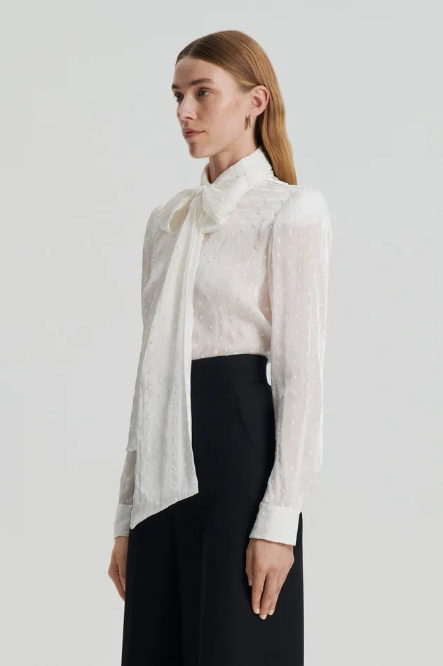 Shirts Women Scanlan Theodore SATIN BOW SHIRT CREME Shirts Women Scanlan Theodore SATIN BOW SHIRT CREME