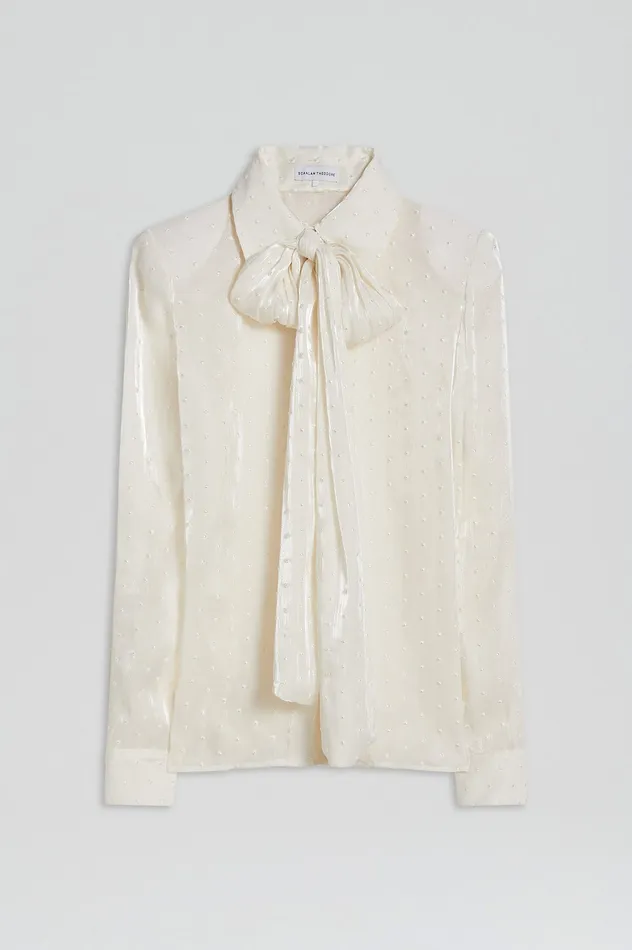 Shirts Women Scanlan Theodore SATIN BOW SHIRT CREME Shirts Women Scanlan Theodore SATIN BOW SHIRT CREME