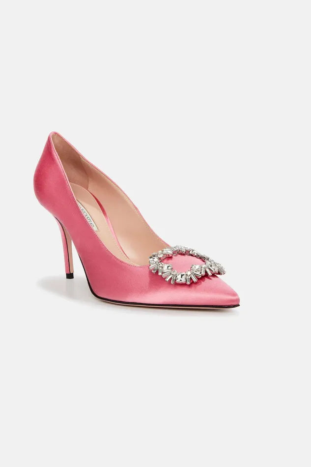 Shoes Emilia Wickstead Women Sophia Jewel Buckle Shoe In Pink Satin