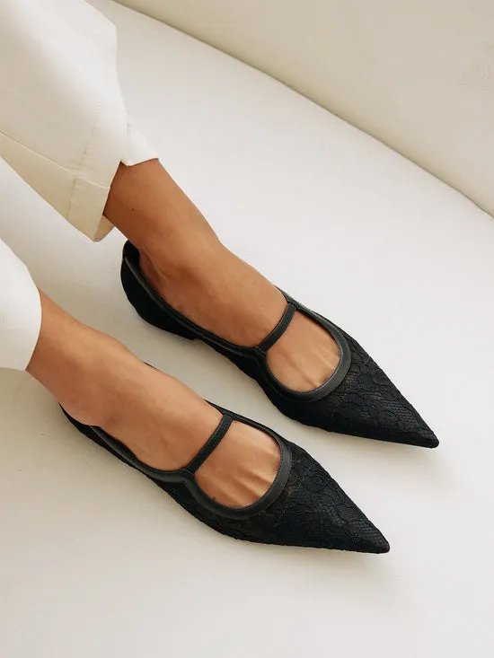 Shoes Lisa Says Gah Women Fleur Lace Flat Black