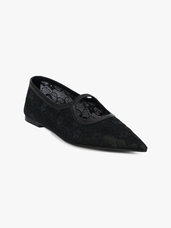 Shoes Lisa Says Gah Women Fleur Lace Flat Black Shoes Lisa Says Gah Women Fleur Lace Flat Black