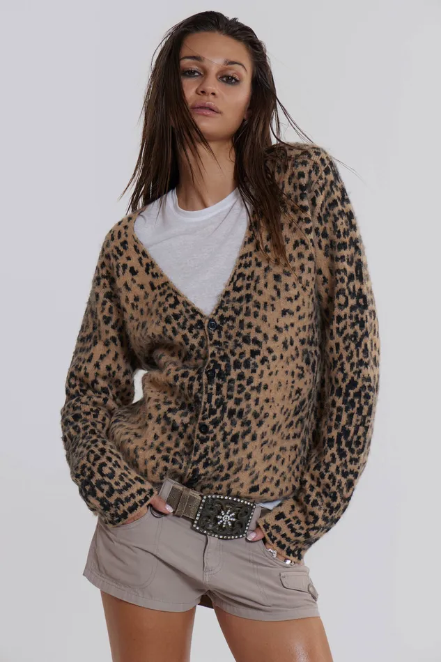 Shop Leopard Chuck Cardigan Women Tops Jaded London