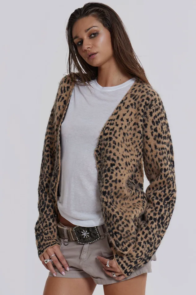 Shop Leopard Chuck Cardigan Women Tops Jaded London