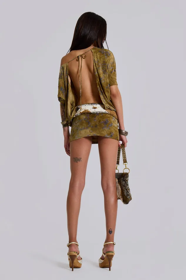 Shop Ophidian Devore Backless Mini Dress Women Dresses Jaded London