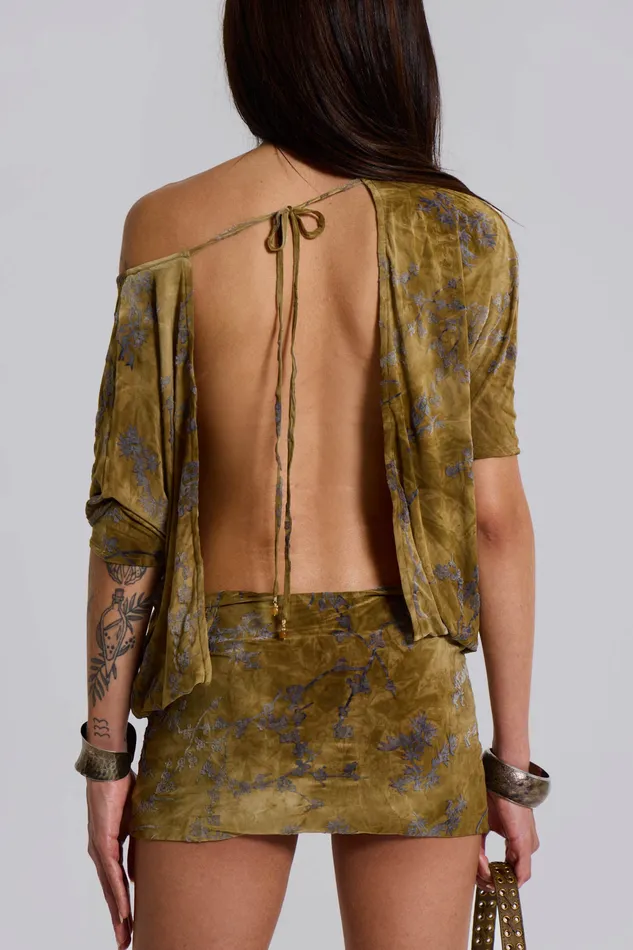 Shop Ophidian Devore Backless Mini Dress Women Dresses Jaded London