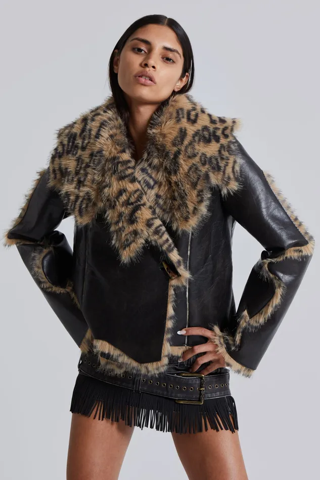Shop Seone Faux Fur Jacket Women Tops Jaded London