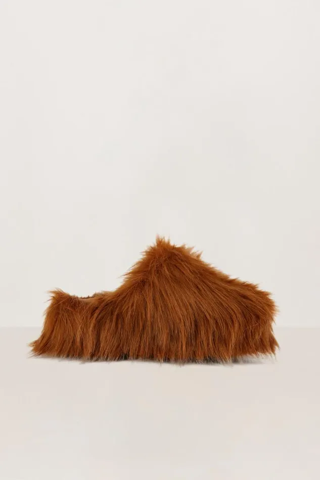 Shop Simon Miller BUBBLE CLOGS Bubble Clog Choco Brown Faux Fur