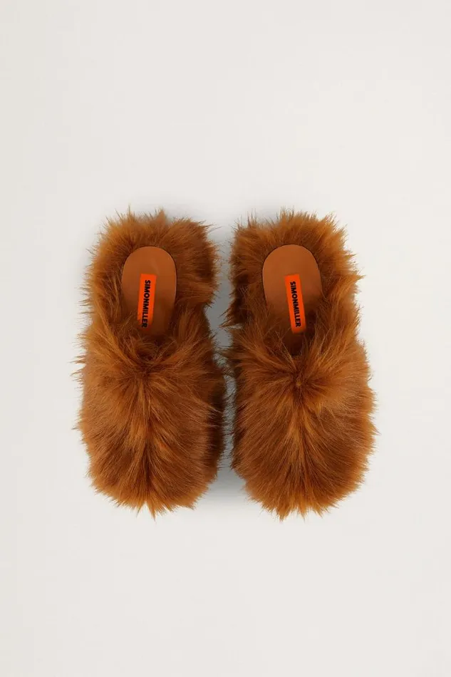 Shop Simon Miller BUBBLE CLOGS Bubble Clog Choco Brown Faux Fur