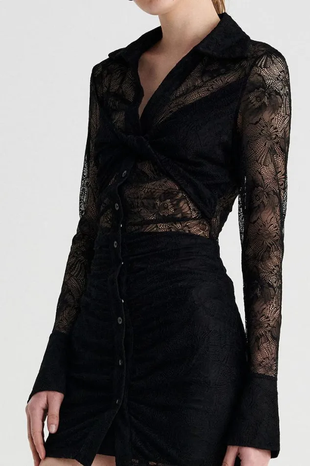 Shop SUBOO Dresses Gemini Lace Mini Shirt Dress