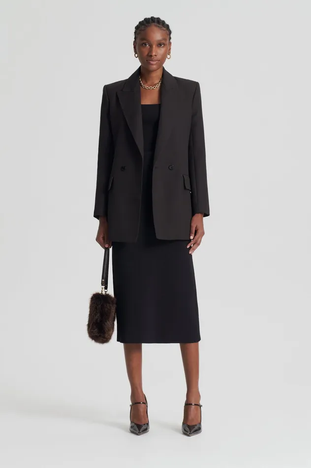 Skirts Scanlan Theodore Women CREPE KNIT PENCIL SKIRT MIDI DARKCHOCOLATE