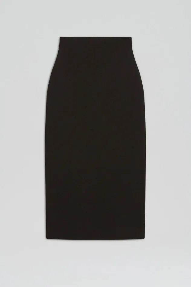 Skirts Scanlan Theodore Women CREPE KNIT PENCIL SKIRT MIDI DARKCHOCOLATE