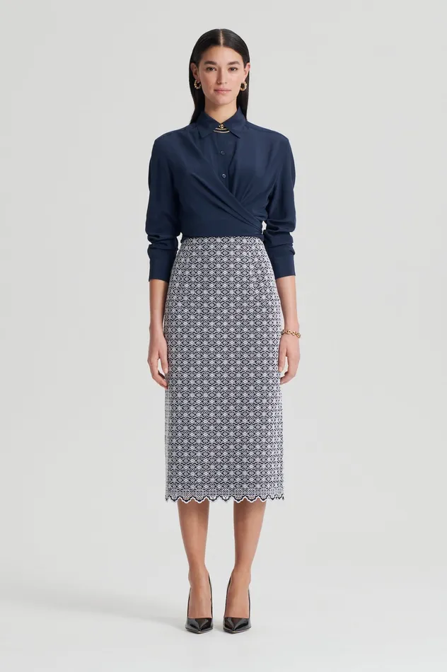 Skirts Scanlan Theodore Women EMBROIDERED FLORAL SKIRT BLACKWHITE