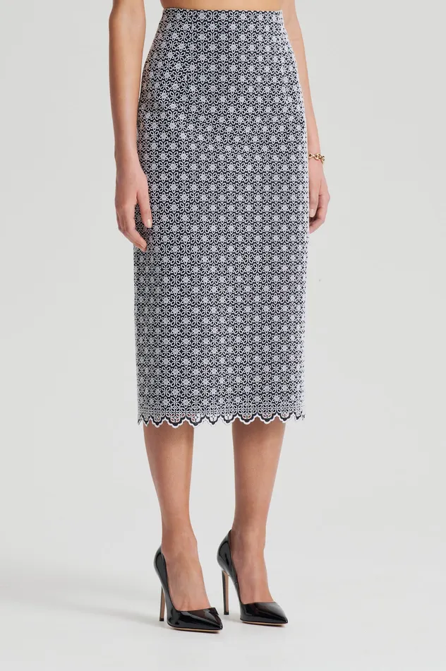 Skirts Scanlan Theodore Women EMBROIDERED FLORAL SKIRT BLACKWHITE Skirts Scanlan Theodore Women EMBROIDERED FLORAL SKIRT BLACKWHITE