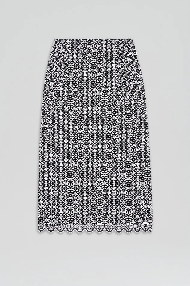 Skirts Scanlan Theodore Women EMBROIDERED FLORAL SKIRT BLACKWHITE Skirts Scanlan Theodore Women EMBROIDERED FLORAL SKIRT BLACKWHITE