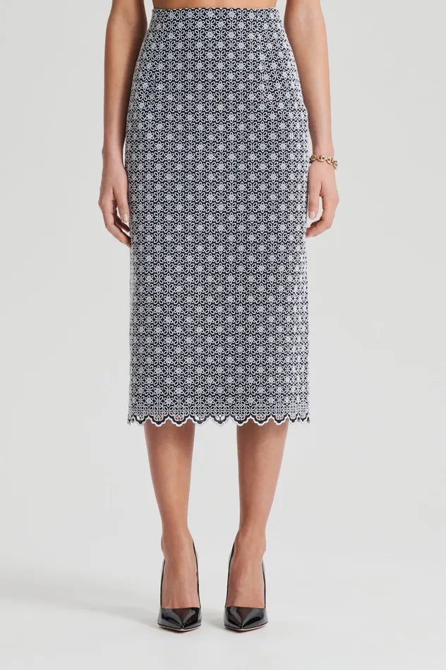 Skirts Scanlan Theodore Women EMBROIDERED FLORAL SKIRT BLACKWHITE Skirts Scanlan Theodore Women EMBROIDERED FLORAL SKIRT BLACKWHITE