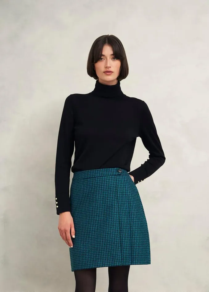 Skirts Women HOBBS Leah Wool Kilt Skirt Green Multi