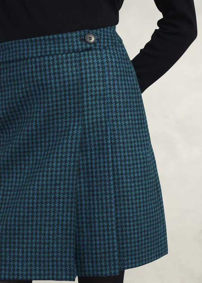 Skirts Women HOBBS Leah Wool Kilt Skirt Green Multi