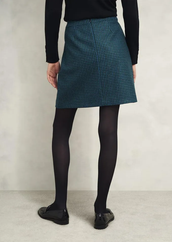 Skirts Women HOBBS Leah Wool Kilt Skirt Green Multi