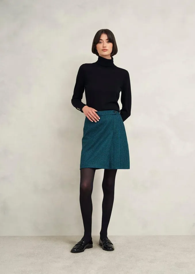 Skirts Women HOBBS Leah Wool Kilt Skirt Green Multi