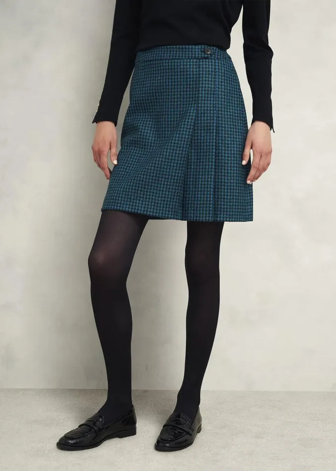 Skirts Women HOBBS Leah Wool Kilt Skirt Green Multi