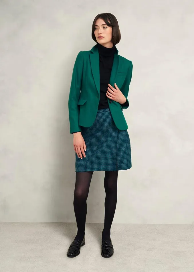 Skirts Women HOBBS Leah Wool Kilt Skirt Green Multi