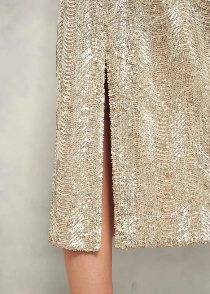 Skirts Women HOBBS Marlowe Sequin Skirt Silver