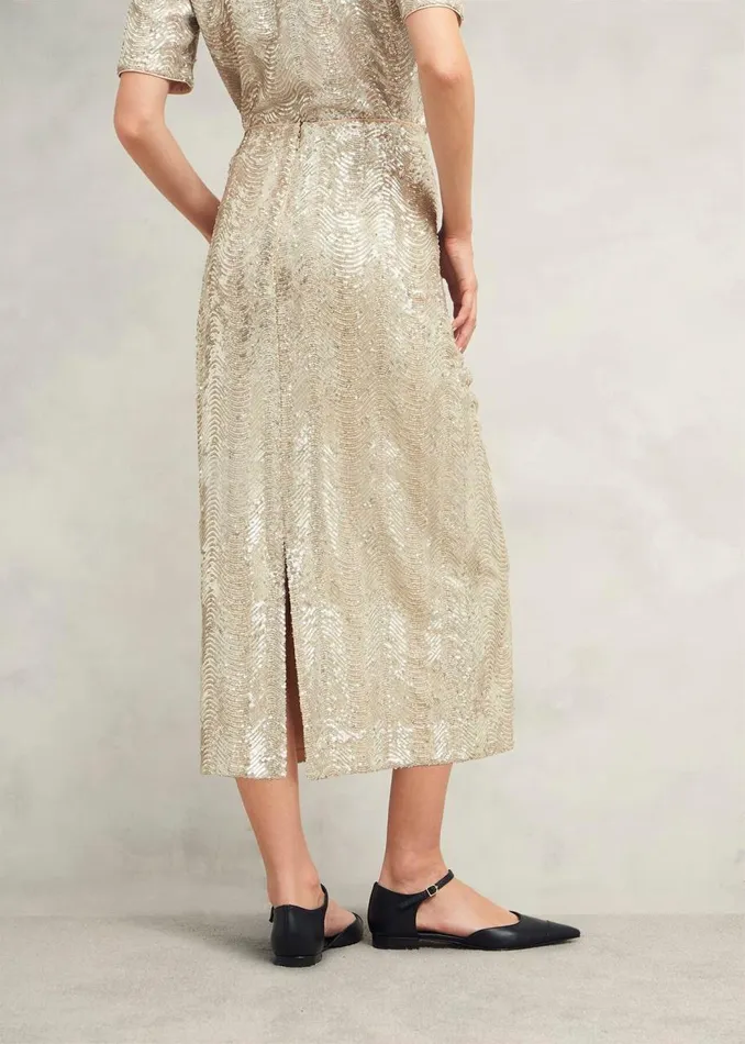 Skirts Women HOBBS Marlowe Sequin Skirt Silver