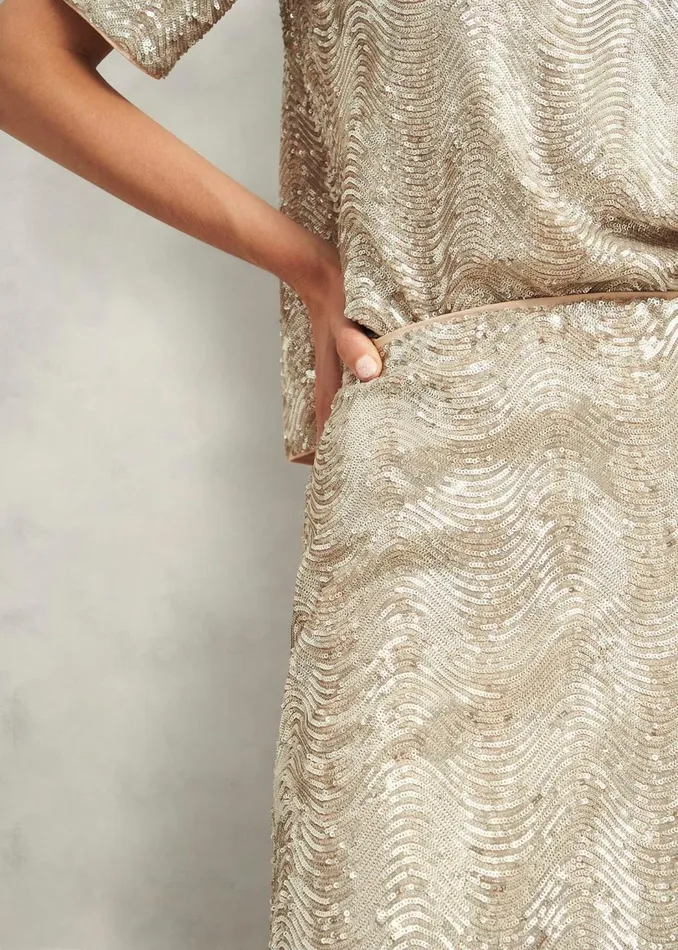 Skirts Women HOBBS Marlowe Sequin Skirt Silver