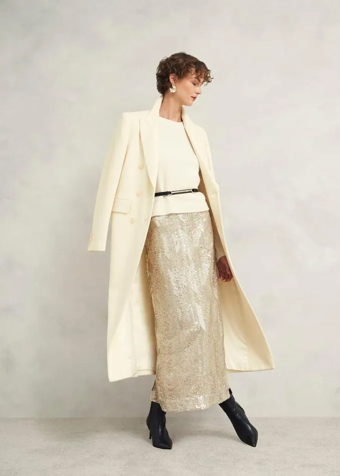 Skirts Women HOBBS Marlowe Sequin Skirt Silver