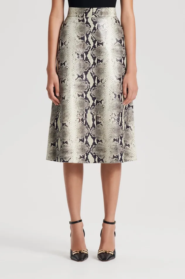 Skirts Women LEATHER REPTILE SKIRT STONE Scanlan Theodore Skirts Women LEATHER REPTILE SKIRT STONE Scanlan Theodore