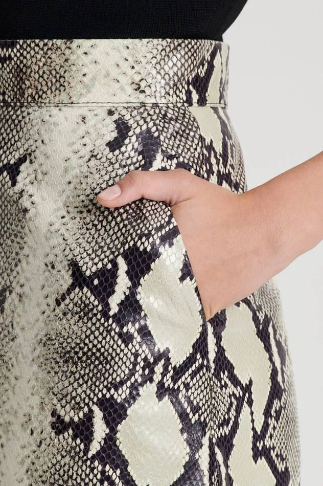 Skirts Women LEATHER REPTILE SKIRT STONE Scanlan Theodore Skirts Women LEATHER REPTILE SKIRT STONE Scanlan Theodore