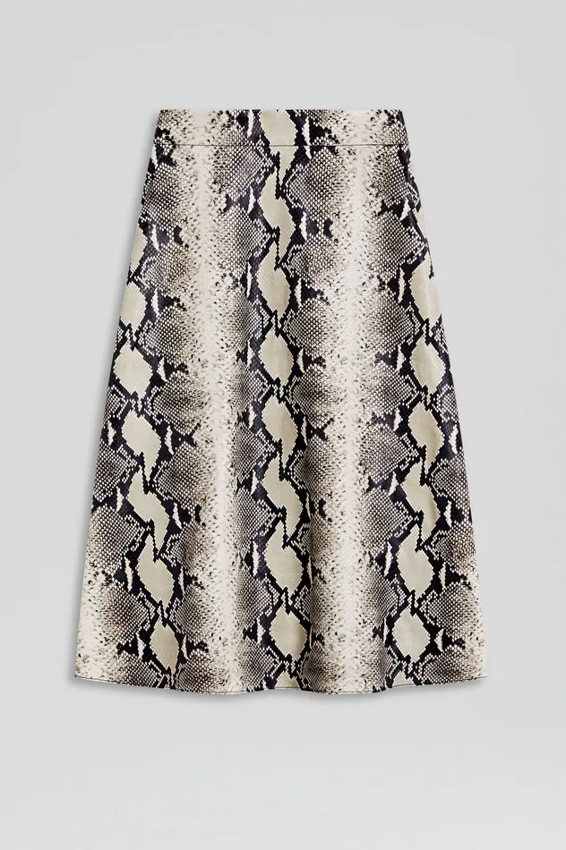 Skirts Women LEATHER REPTILE SKIRT STONE Scanlan Theodore Skirts Women LEATHER REPTILE SKIRT STONE Scanlan Theodore