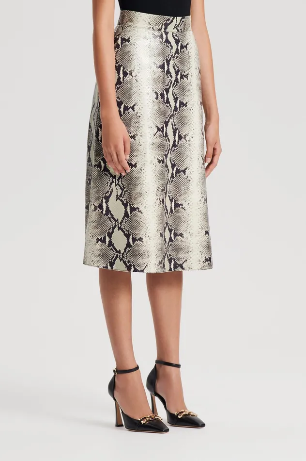 Skirts Women LEATHER REPTILE SKIRT STONE Scanlan Theodore Skirts Women LEATHER REPTILE SKIRT STONE Scanlan Theodore