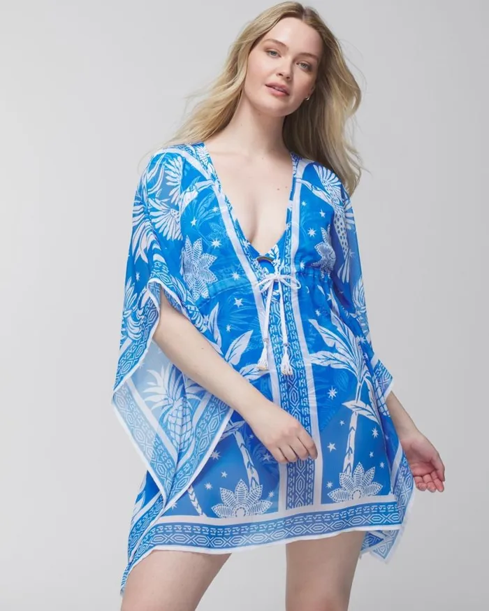 Soma Bleu Rod A Pace In The Sun Caftan CoverUp Big Sur Blue Women Swim