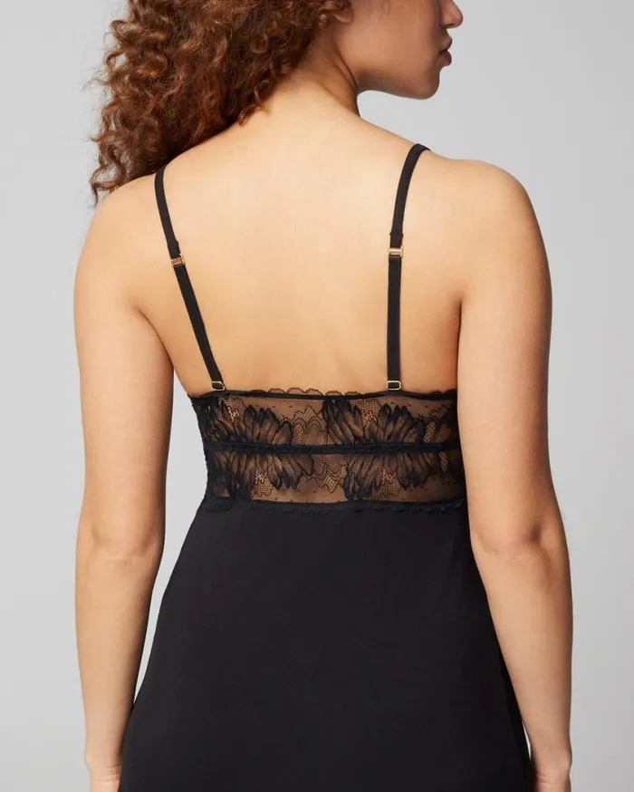 Soma Cool Nights Chemise With Plunge Neckline Black Women Matching Sets and Separates