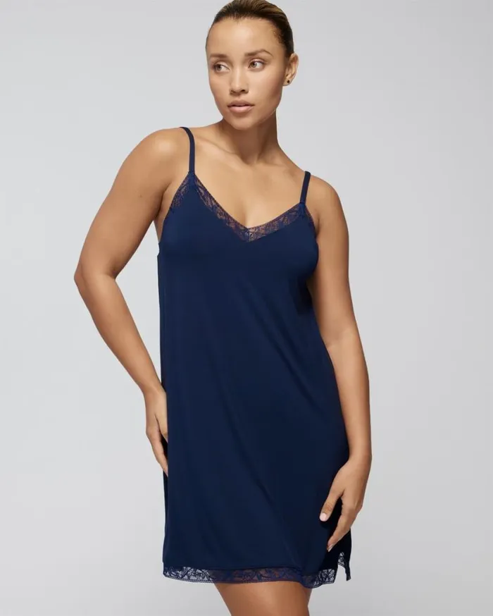 Soma Cool Nights Lace Trim Chemise Nightfall Navy Women Matching Sets and Separates