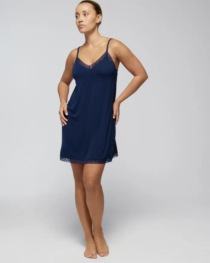 Soma Cool Nights Lace Trim Chemise Nightfall Navy Women Matching Sets and Separates
