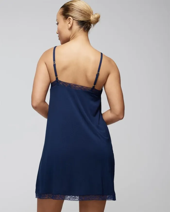 Soma Cool Nights Lace Trim Chemise Nightfall Navy Women Matching Sets and Separates