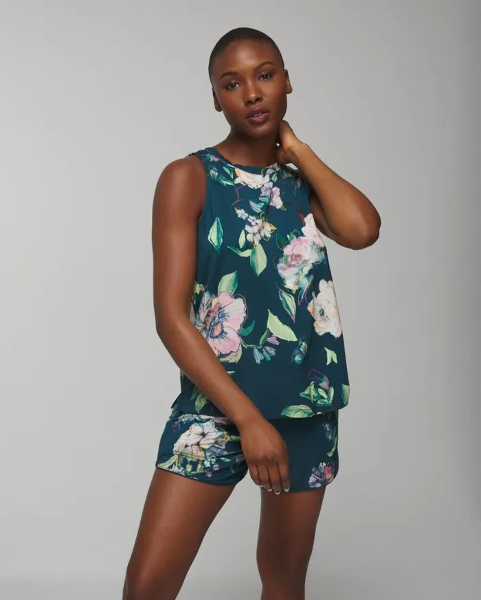 Soma Cool Nights Tank Sketchbook Flora Dh M Pla Women Matching Sets and Separates