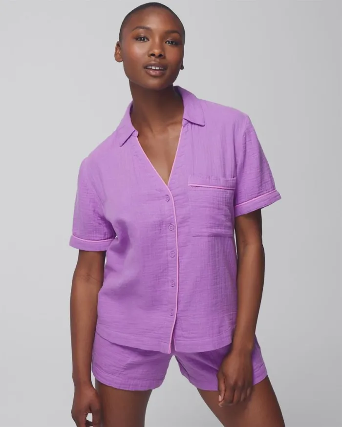 Soma Cotton Gauze ShortSleeve Pajama Top Island Guava Women Matching Sets and Separates