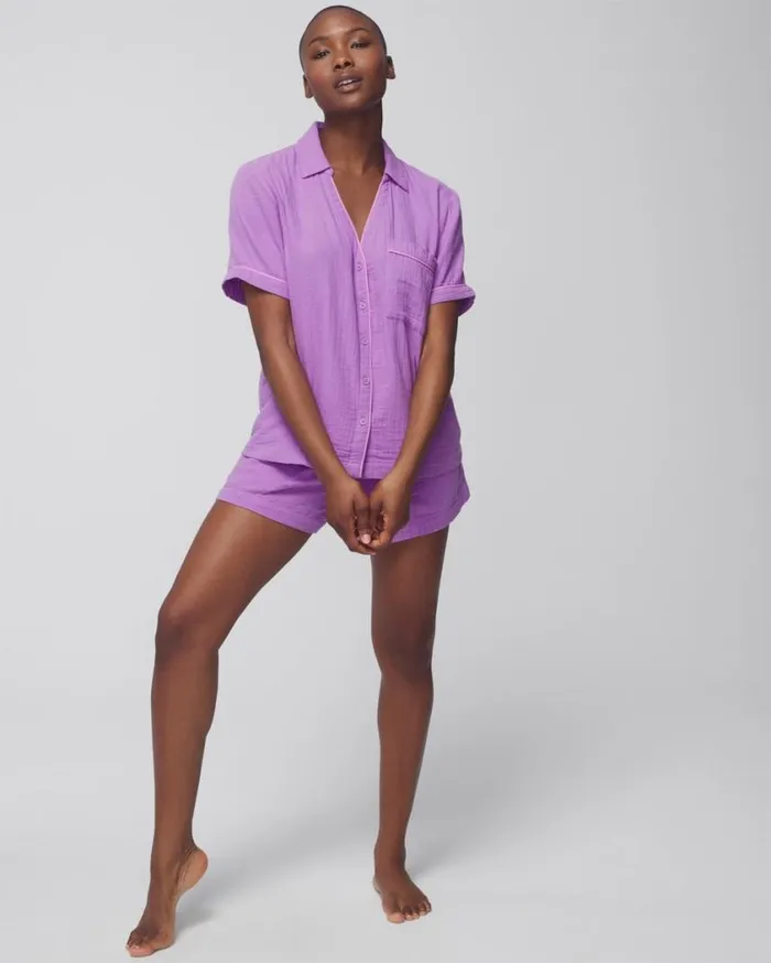 Soma Cotton Gauze ShortSleeve Pajama Top Island Guava Women Matching Sets and Separates