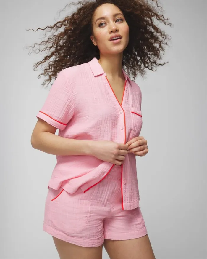 Soma Cotton Gauze Shorts Crossdye Make Me Blush Women Matching Sets and Separates