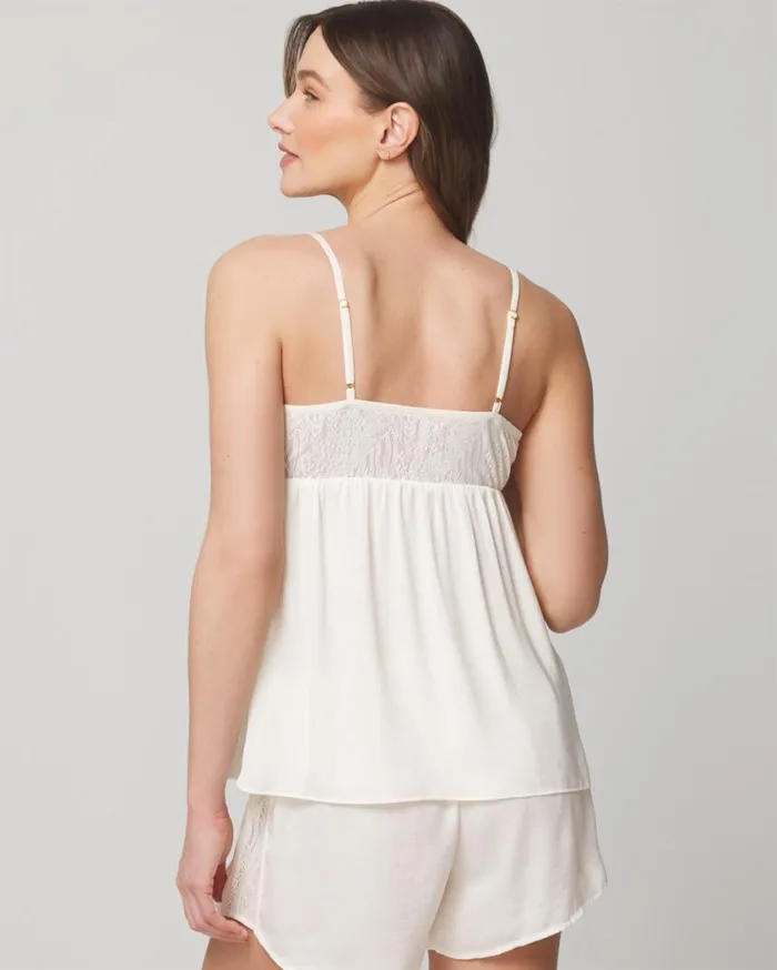 Soma Crinkle Satin Lace Cami Ivory Women Matching Sets and Separates