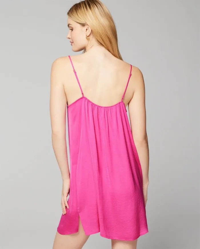 Soma Crinkle Satin LaceTrim Chemise Rose Violet Women Lingerie