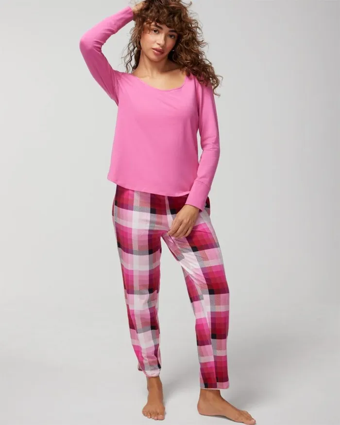 Soma Embraceable LongSleeve Pajama Top Poet Pink Women Pajama Tops