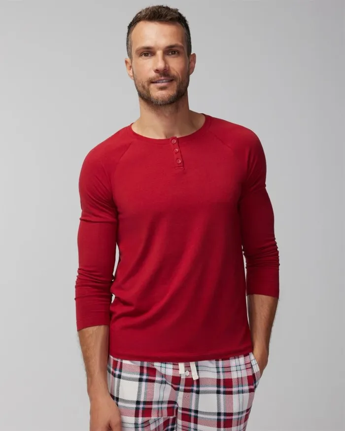 Soma Family Pajamas Men039s Henley Paint The Town Red Women Pajama Tops
