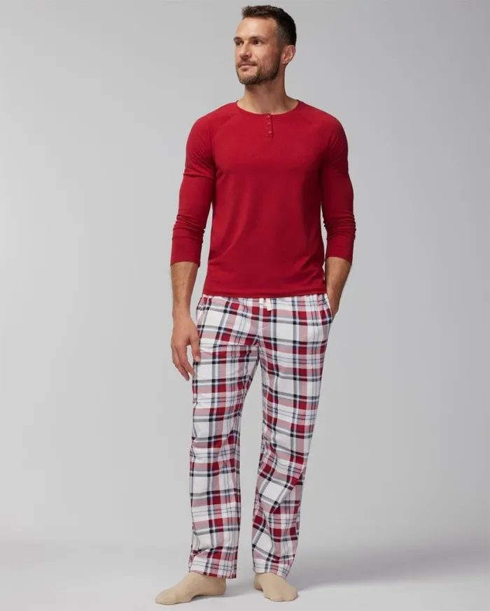 Soma Family Pajamas Men039s Henley Paint The Town Red Women Pajama Tops